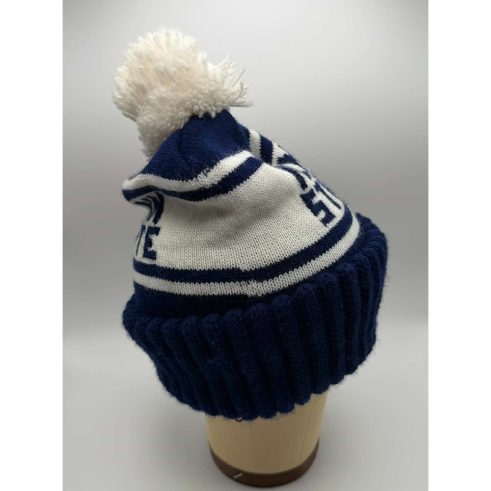 Penn State Nittany Lions Vintage Knit Winter Pom Pom Beanie Ski Hat Blue White - Picture 2 of 9